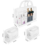 4Pcs Crystal Clear PVC Travel Toiletry Bag Kit for Women Men (4pcs White / 1 Large, 2 Medium, 1 Small)