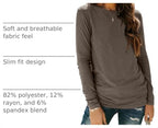 Long Sleeve Shirts for Women Casual Crewneck Tops Basic Tees (Large / 01darkcoffee)