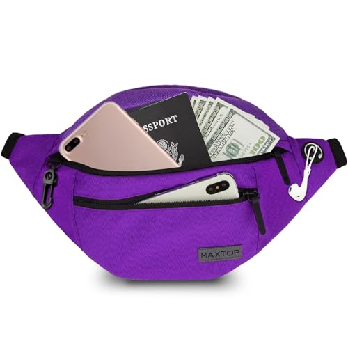 Large Crossbody Fanny Pack Belt Bag with 4 (Purple / Large)