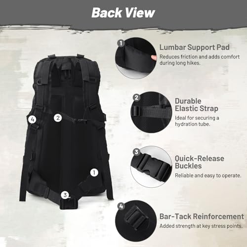 50L Tactical Backpack for Men and Women (Black / Large-50L)