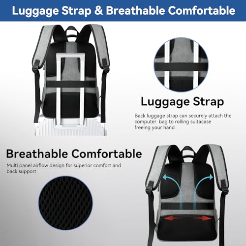 15.6 Inch Travel Laptop Backpack with USB Port (Grey)