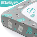 Baby Fitted Crib Sheets (Elephant Whale / 52X28 Inch)
