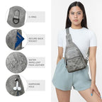 Sling Bag For Women Fanny Pack Crossbody Travel Shoulder Belt Bags Tote Backpack Purse Faux Leather Dark Grey (Dark Grey)