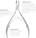 5pc Nipper & Cuticle Care Grooming Set (5-Pc: Nail Nipper, Tweezer, Cuticle Pusher / Black Leather Roll)