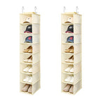 Hanging Shoe Organizer for Closet with Side Mesh Pockets (Beige(2 Pack))