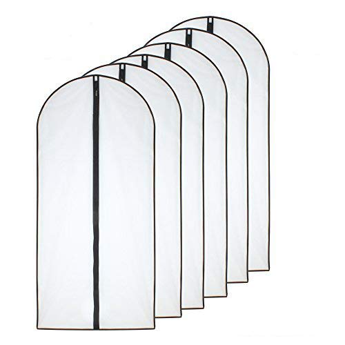 Garment Bags for Hanging Clothes (24'' x 48''/6 Pack / Black-Translucent)