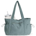 Oversized Work Tote Bag for Women with 40oz Cup Holder (Blue Green)