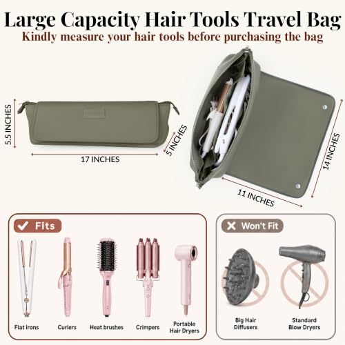 Hair Tools Travel Bag and Heat Resistant Mat 17" (Olive)