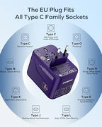 70W GaN Universal Travel Adapter (70W / Purple)