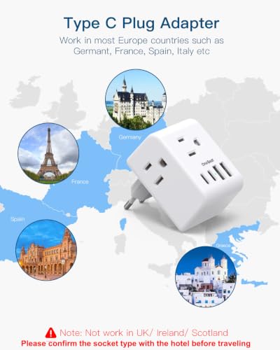 2 Pack European Travel Plug Adapter