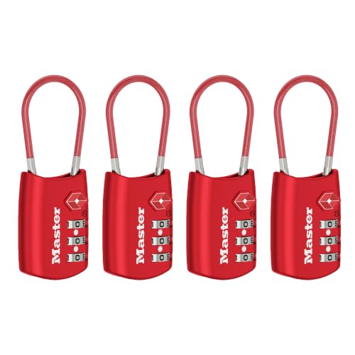 TSA Approved Combination Luggage Lock (Red / 4 Pack)
