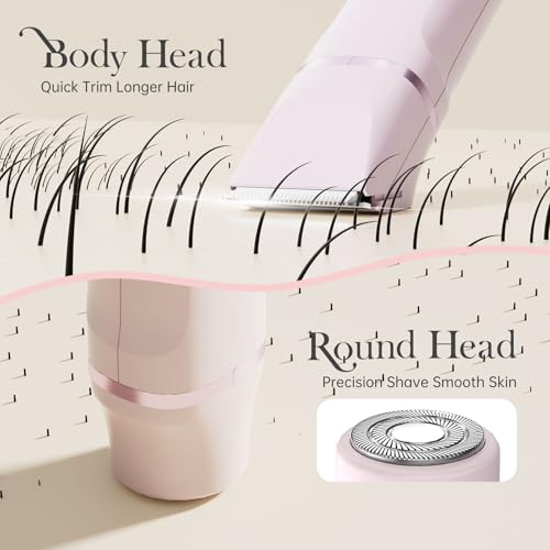 2-in-1 Bikini Trimmer for Women, Electric Razors for Women, Gifts (Pink)