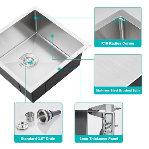 18 x 18 Inch Undermount Kitchen Sink (Brushed / D18"xW18"xH9")
