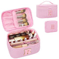 Personalized Initial Makeup Bag for Women Teen Girls (Pink 01)