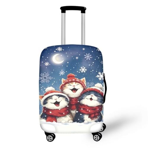 Christmas Checked Luggage Cover for Holiday Travel (XL(for 30-32 inch luggage) / Christmas Cat)