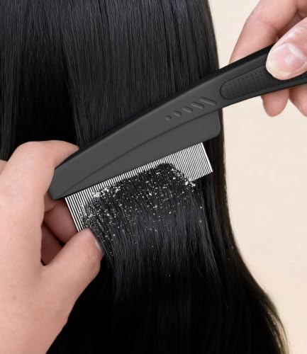 Dandruff Comb Removal 0.5mm Metal Fine Tooth Scalp Detox Hair Care Tool 1PC (1PC Black)