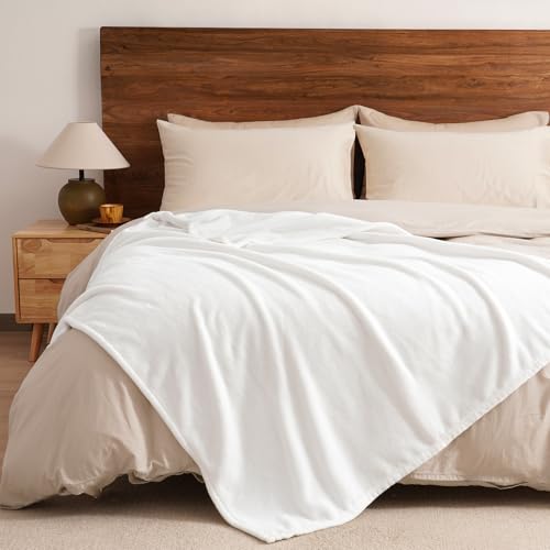 Fleece Throw Blanket 50"x60" (White / Throw(50" X 60"))
