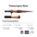 PURELURE Telescopic Fishing Rod Ultralight (Fuji Cast - 5'1'' - Ultralight - Moderate Fast)