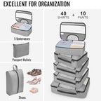 10 Set Packing Cubes for Travel Essentials (04 Gray)