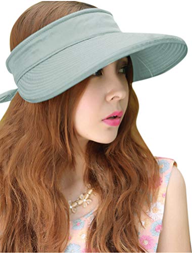 Sun Hats for Women with UV Protection Sun Hat Wide Brim Visor Summer Beach Outdoor Foldable Womens Cap Grey (One Size-Medium / Grey)