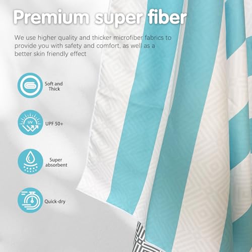 2 Pack Microfiber Beach Towel (2 Pack- Blue Brown / 75”x 35”)