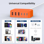 100W 6 in 1 USB Charger (Orange)