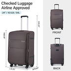 24 Inch Expandable Luggage Large Suitcases with Wheels Softside Checked Luggage Rolling Suitcase with Lock Lightweight Travel Luggage for Men and Women 24 Inch Luggage (Coffee / 24 Inch)
