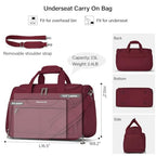 Small Underseat Carry On Luggage Bags for Travel with 10 Pockets (Burgundy / Underseat Carry-On)