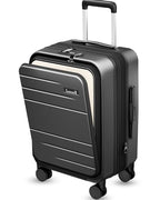 Front Pocket Expandable Carry On Luggage (Black / 20 Inch)