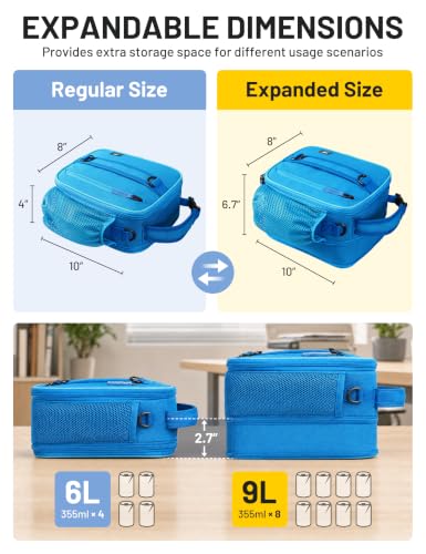 Expandable Small Lunch Box for Men Women Kids Work School (Light Blue)