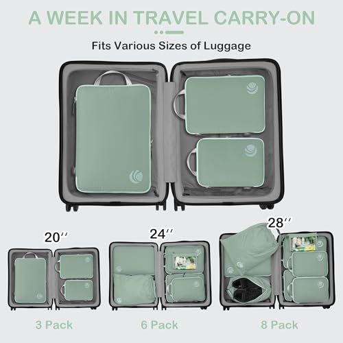 Compression Packing Cubes (Sage Green / 3PCS)
