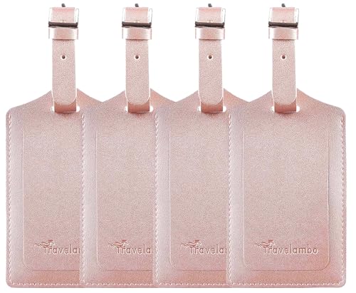 12 Pack Leather Luggage Tags for Suitcases Travel Tag (Rose Gold)