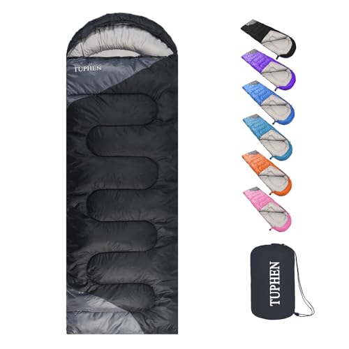 Camping Sleeping Bag for Adults Kids ((15-50°F) Black)
