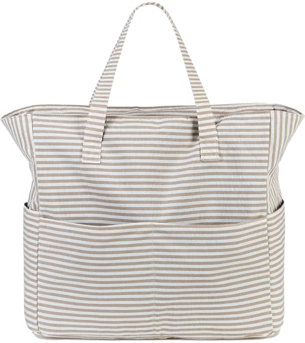 Large Beach Bag for Women (Khaki White)