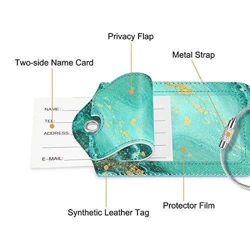 Luggage Tags Privacy Cover ID Label for Travel Bag Suitcase (Aqua Wave)