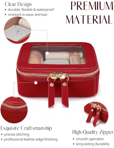 Small Clear Makeup Bag for Purse (Red / Mini Chic)