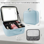 Makeup Bag with Mirror (Baby Blue / Makeup bag with LED lights)