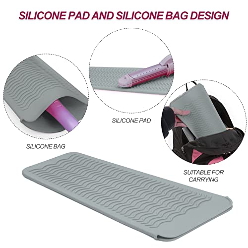 Silicone Heat Resistant Mat Pouch for Hair Straightener (1 Pack / Grey)