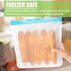 Reusable Food Storage Bags (10 Pack - 10 Sandwich / A1.Orange/Blue/Yellow)
