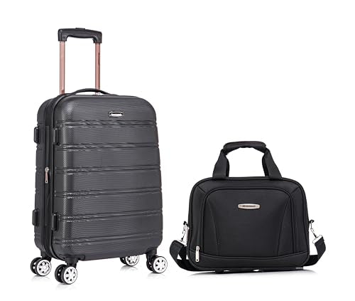 Melbourne Hardside 2 Piece Expandable Spinner Wheel Luggage Set (Black / 2 Piece (20"/14" Tote))