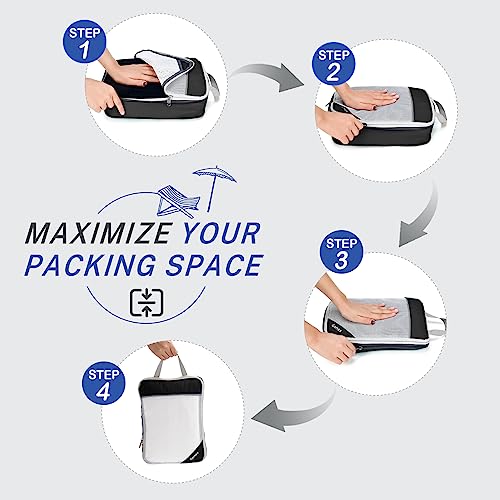 Compression Packing Cubes for Travel (Set of 7 / 7-Black)