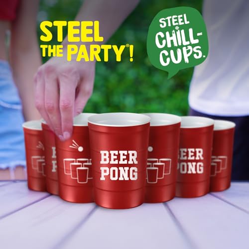 16 oz. Durable & Reusable Party Cups (Beer Pong Red / 12 Count)