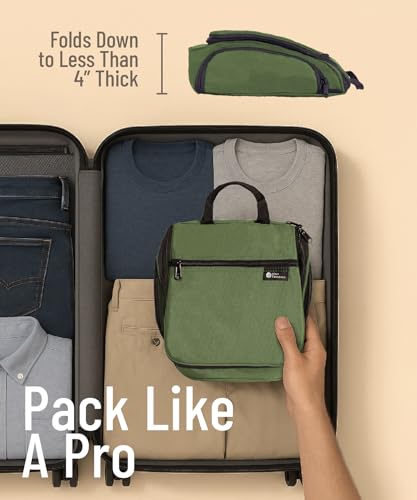 D&D Wanderlust Hanging Travel Toiletry Bag for Women & Men (1 Pack Green)