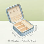 Plush Velvet Travel Jewelry Box (F-Light Blue / Medium Square)