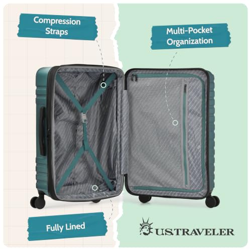 Boren Hardside Spinner Luggage With Aluminum Handle (3-Piece Set, USB Port in Carry-On / Teal)