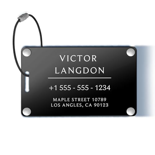 Personalized Luggage Tags for Suitcases (Pure Text-black-largename)