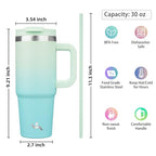 30 oz Insulated Tumbler Water Bottle with Handle (30 Ounces / Mint)