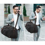 Garment Bags for Travel Canvas Duffle Bags for Men Hanging Suitcase (Black)