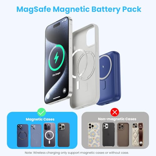 Magnetic Portable Charger with Apple (Blue)
