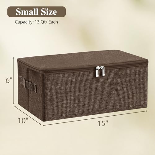 Fabric Storage Bins with Zipper Lids (Coffee / Small (Pack of 3))